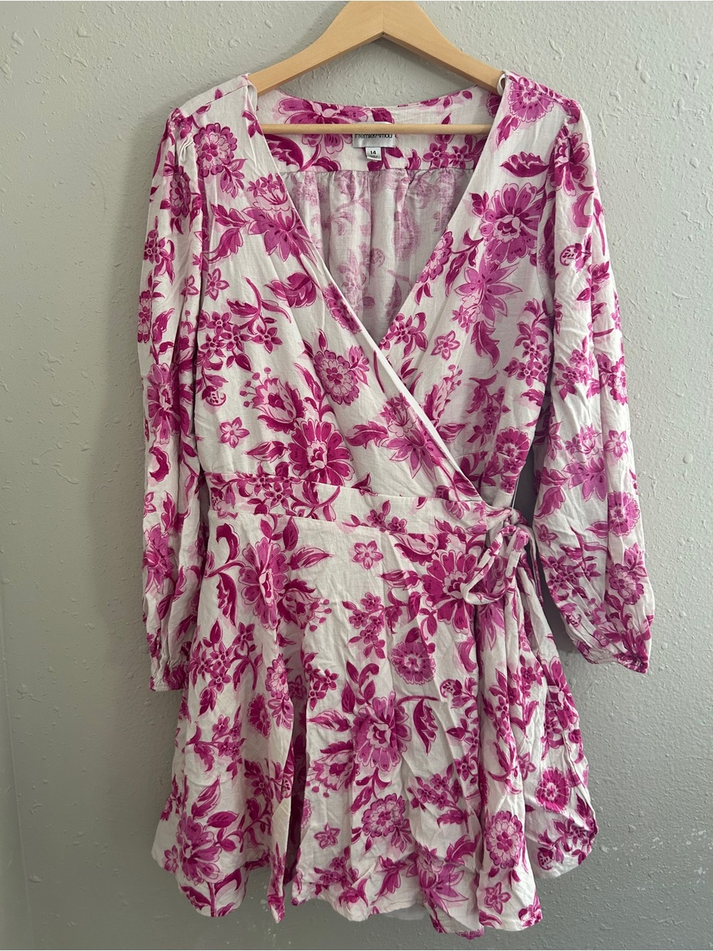 Premier Amour Floral Wrap Mini Dress White Pink Casual Formal Summer 14